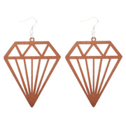 Houten oorbellen | Diamant